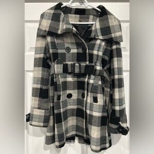Plaid Women's Coat - Black and Gray